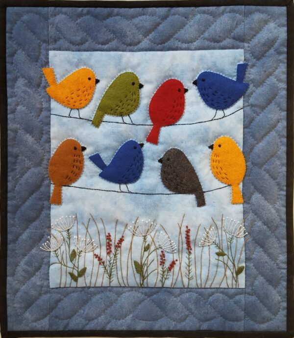 birds on wires quilt wall hanging kit