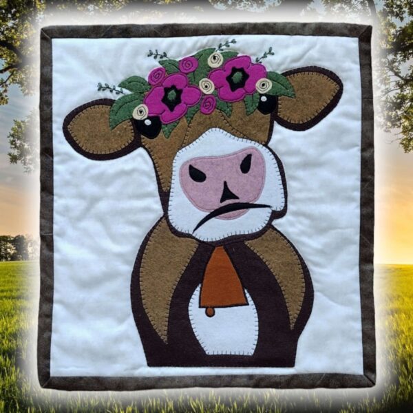happy brown cow quilt wall hanging kit