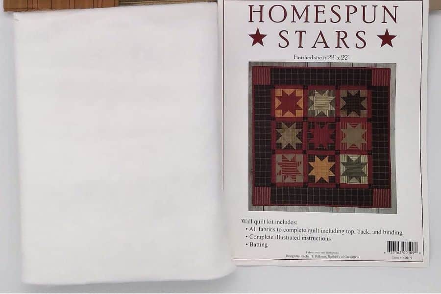 batting included in homespun stars wall hanging quilt kit